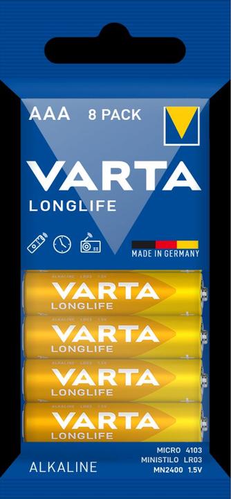 Immagine prodotto Varta Longlife AAA (8 pz., AAA / LR03 / Micro / R03 / AM4 / MN2400 / KR03, 1230 mAh)