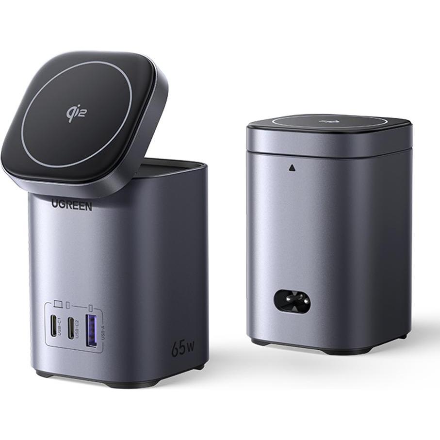 Ugreen Desktop Fast Charger 2in1 (65 W), Caricatore USB, Grigio