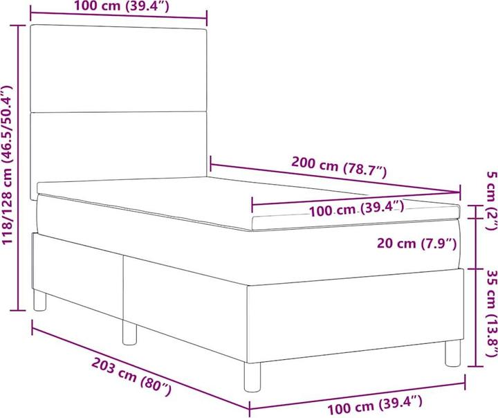 Produktbild vidaXL Boxspringbett (100 x 200 cm)