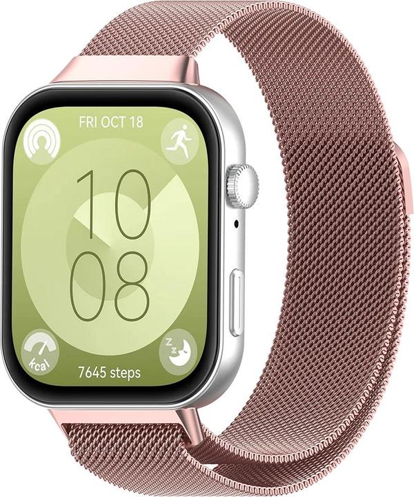 Produktbild Techsuit - Watchband (W009) - Huawei Watch Fit 3 - Pink (Edelstahl)