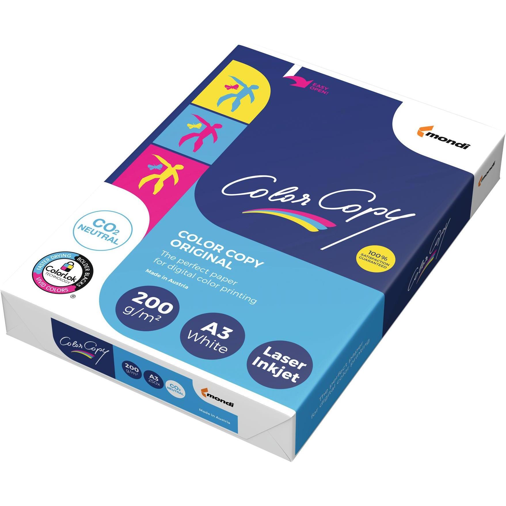 2x Mondi, Kopierpapier, Color-Copy Laser- und Kopierpapier, 250 Blatt (200 g/m², 250 x, A3)