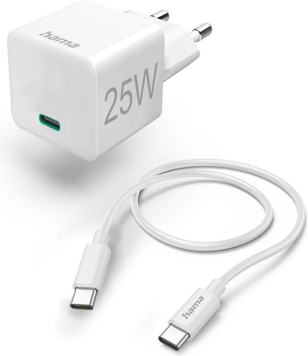 Image du produit Hama Chargeur rapide, USB-C, PD/QC/GaN, super-mini-chargeur, 30 W, blanc (30 W, 1 portion)