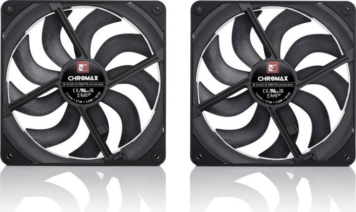 Productafbeelding Noctua NF-A14x25 G2 PWM Sx2-PP chromax.black Gehuselfter 140 mm (2 Stck) (140 mm, 2x)