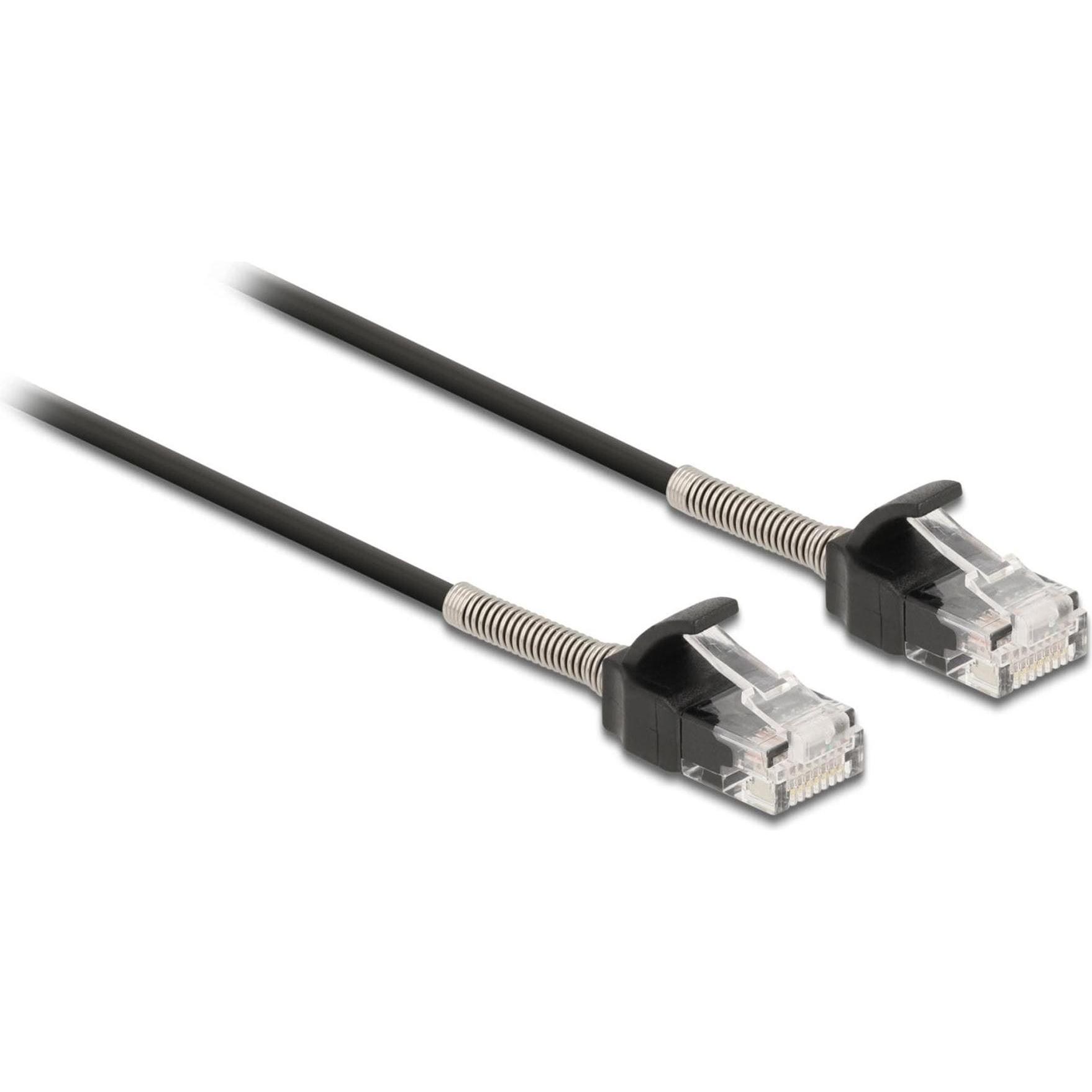 Delock Kabel RJ45 Stecker zu RJ45 Stecker mit Knickschutz Cat.6A 25 cm schwarz (UTP, CAT6a, 0.25 m), Netzwerkkabel