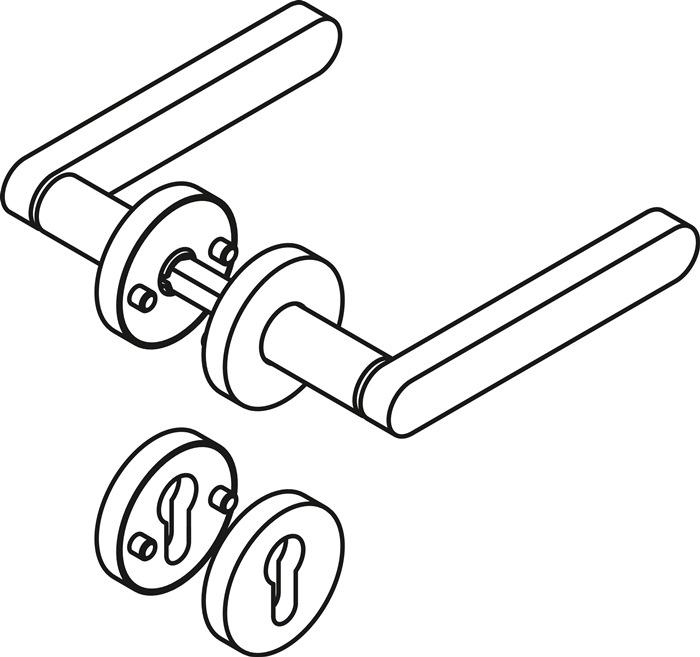 Produktbild Hewi Rosettengarnitur 270XAH01.130 Edelstahl rund PZ DIN links / rechts D/D (Türgarnitur)