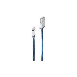 Thumbnail - Shiverpeaks USB Ladekabel USB A-ST auf USB C-ST Nylon blau 0,9m (0.90 m, USB 2.0), USB Kabel