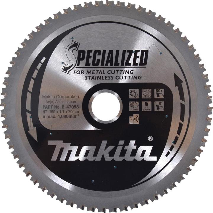 Actual product image Makita Circular saw blade for Inox Ø 150x20 x 60 teeth