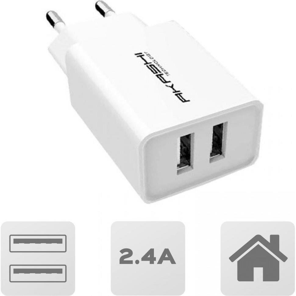 Thumbnail - Akashi Dual USB-A 2.4A (12 W), USB Ladegerät, Weiss