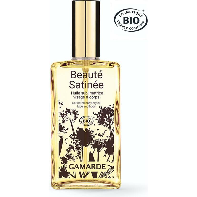 Gamarde, Lozione corpo, Olio biologico fine per viso e corpo "Beauté satinée" olio di argan e nocciolo di albicocca - 100ml (Olio corpo, 100 ml)