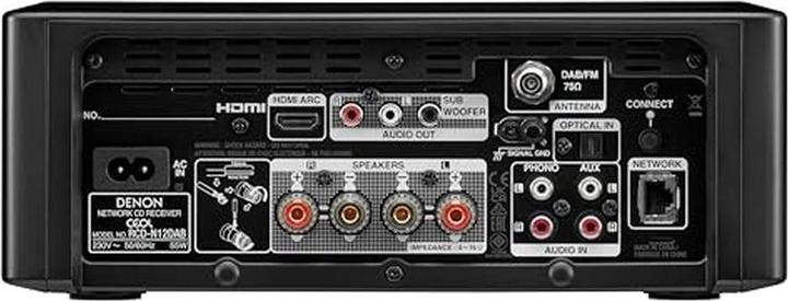 Actual product image Denon CEOL N12DAB AllinOne System with CD Player DABFM Radio HDMI ARC and HEOS Builtin Black (Multiroom, Airplay, Bluetooth, Wi-Fi, CD player, 2x 65 W)