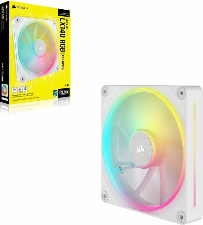 Actual product image Corsair LX RGB Series, iCUE LINK LX140 RGB White, 140mm RGB Fan, Single Fan (140 mm, 1x)