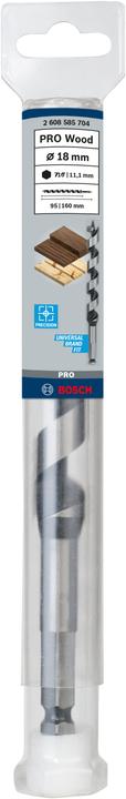 Actual product image Bosch Professional Zubehör PRO Wood Wood auger bit, 18 x 95 x 160 mm (11.1 mm)