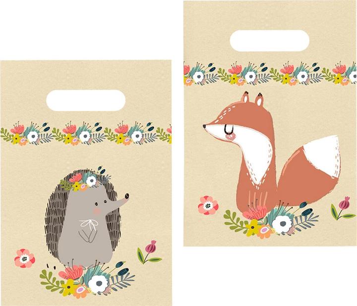 Produktbild Natura Punto 6er-Set Geschenktüten Igel und Fuchs mit Henkel, 23 cm (Geschenktüte, 6 x)