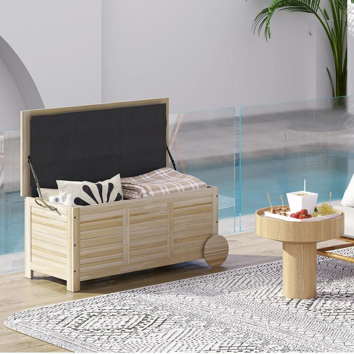 Produktbild Outsunny Auflagenbox Tannenholz Naturholz