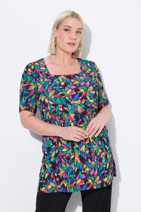Actual product image Ulla Popken Matte Jersey Stained Glass Square Neck Tunic (58)