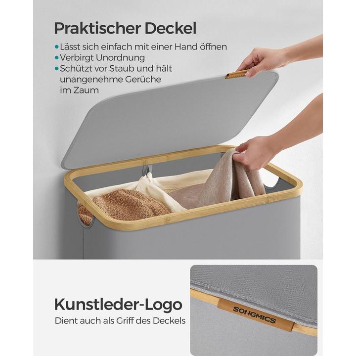 Actual product image Songmics Wäschekorb, Grau (130 l)