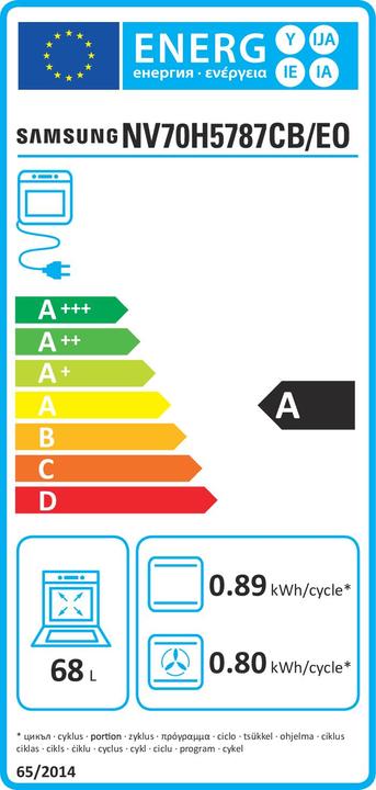 Label énergétique Samsung NV70H5787CB/EO Four A