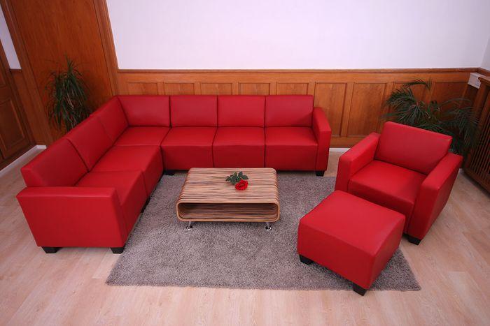 Actual product image Mendler Modular Sofa-System Couch-Garnitur Lyon 6-2, Kunstleder, rot