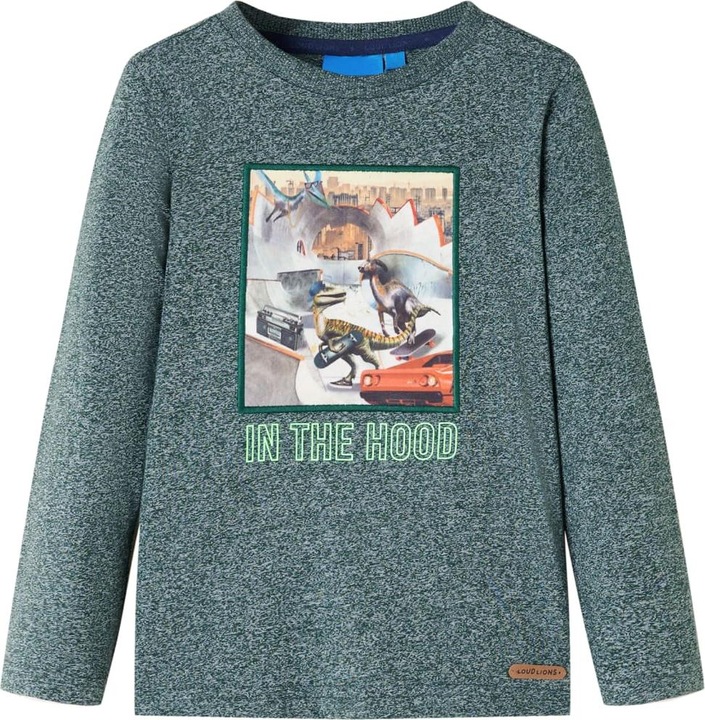 Produktbild VidaXL Kinder-Langarmshirt Dunkelgrün Melange 92,Material: 50 (92)