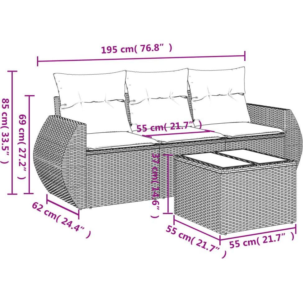 Thumbnail - VidaXL, Gartenlounge, 10-tlg. Garten-Lounge-Set mit Kissen