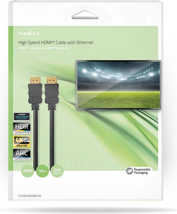 Actual product image Nedis High Speed HDMI ™ Cable with Ethernet | HDMI™ Plug | HDMI™ Plug | 4K@60Hz | ARC | 18 Gb (10 m)