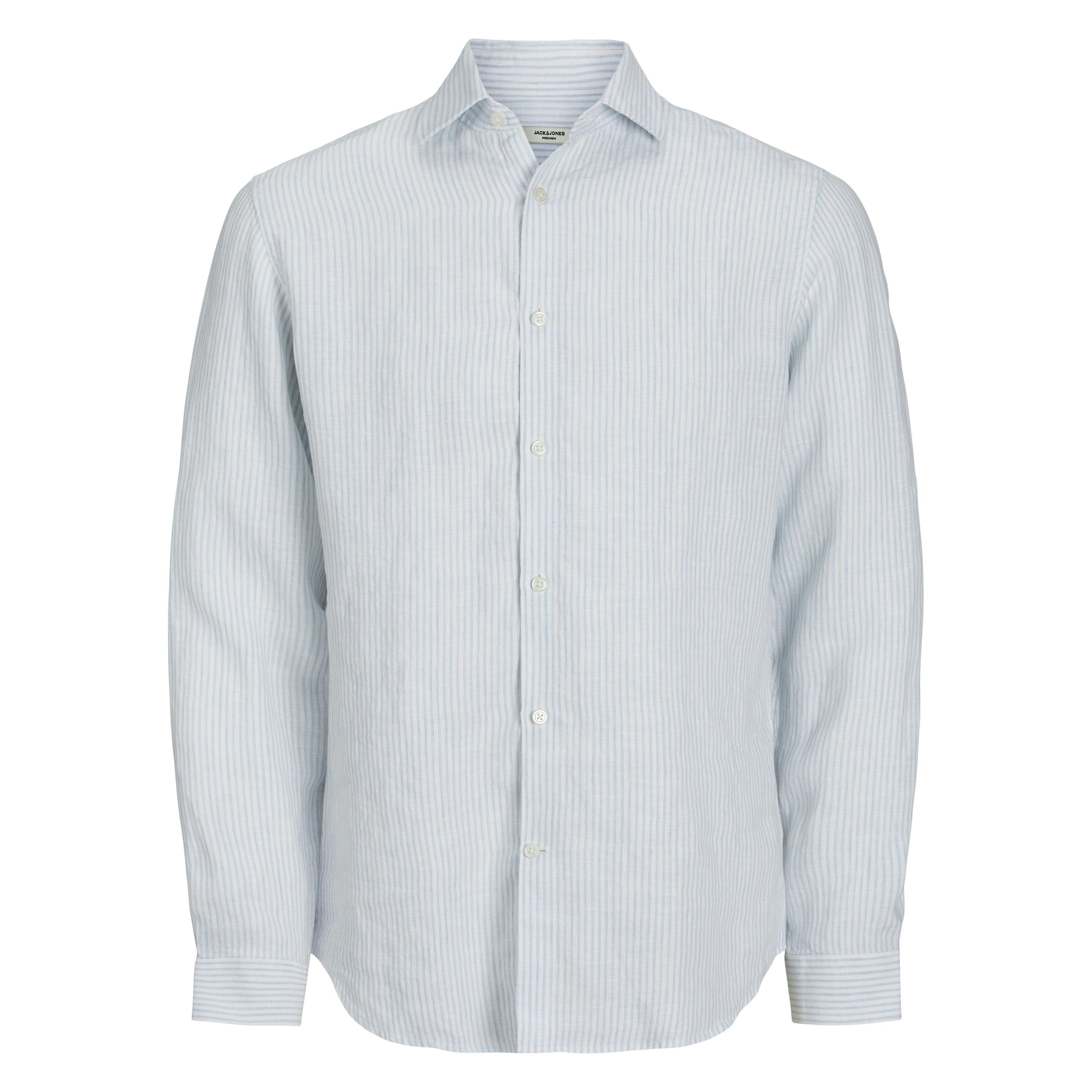 Jack & Jones, Herren, Hemden, Jprblaparker Linen Stripe Shirt L/S Ln, Blau, (M)