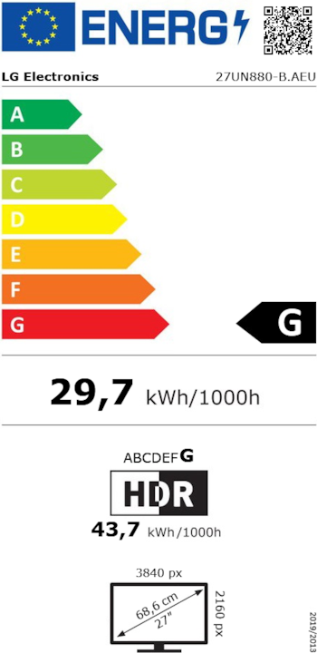 Energy Label LG UltraFine Ergo (3840 x 2160 Pixels, 27")