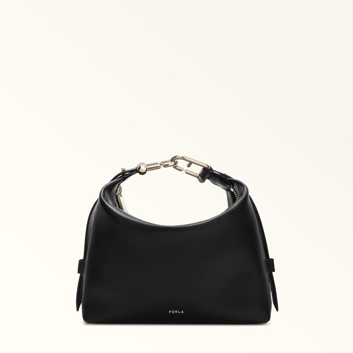 Actual product image Furla tonie m leather hobo shoulder bag, black