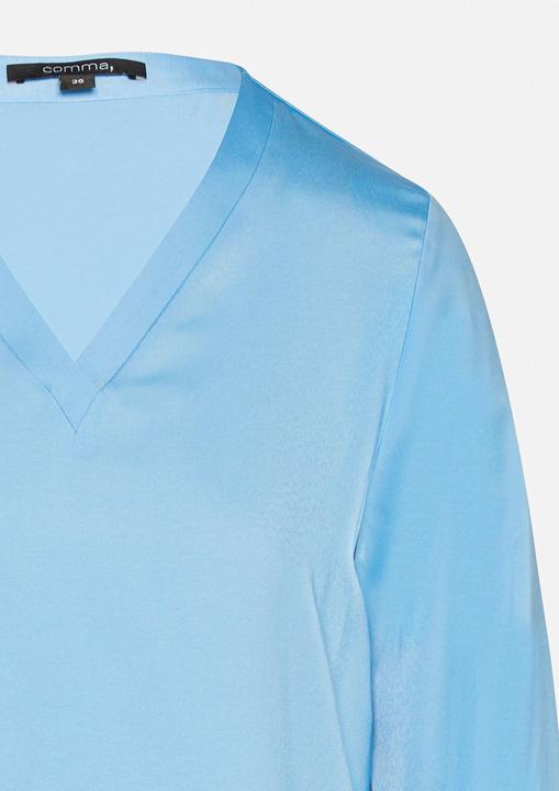 Produktbild Comma Bluse Satin-Bluse mit V-Ausschnitt und elastischen Bündchen (34)