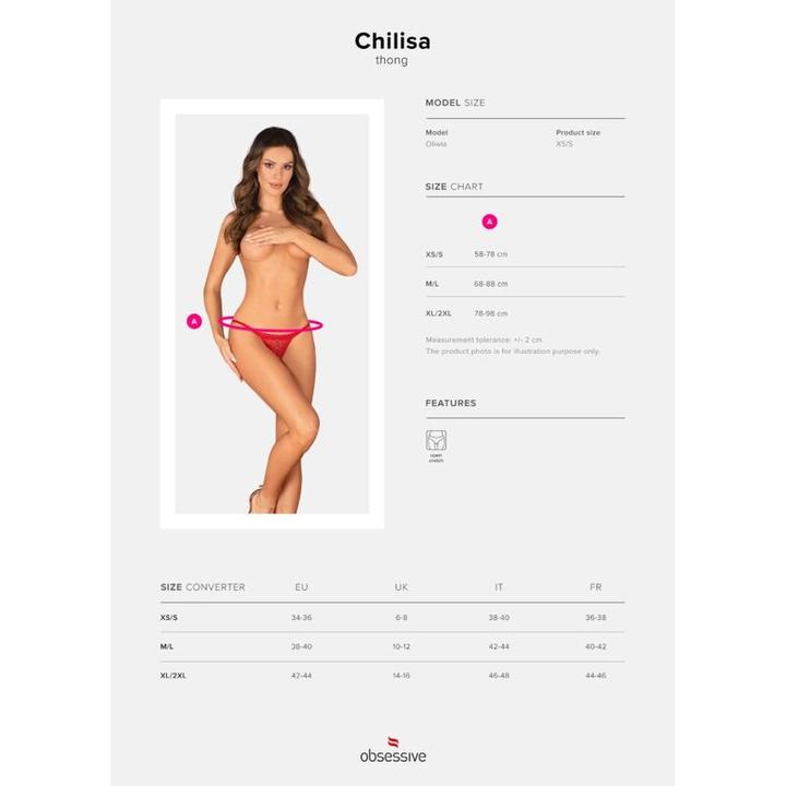Actual product image Obsessive Chilisa Crotchless String - Red (XL)