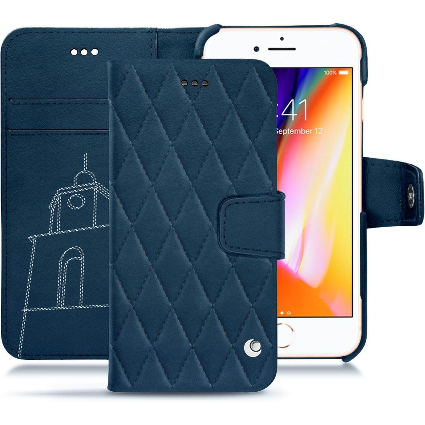 Thumbnail - Noreve Lederschutzhülle Wallet (Apple iPhone 8), Smartphone Hülle, Blau