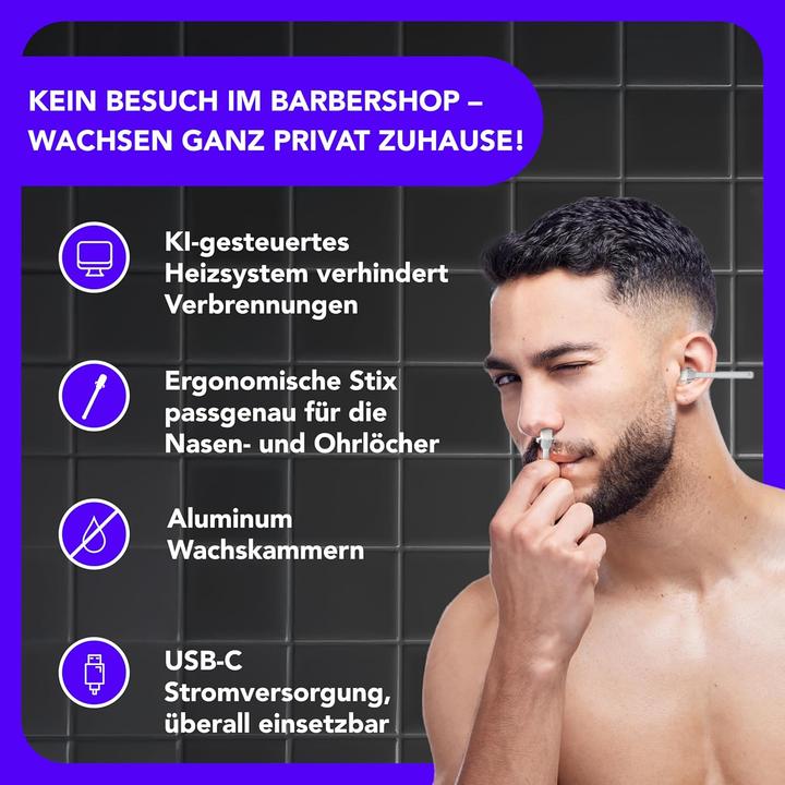 Image du produit John Barber & Sons WaxxPod Ohren- & Nasenhaar-Wachs-Set mit USB Mini Wärmer (24x)