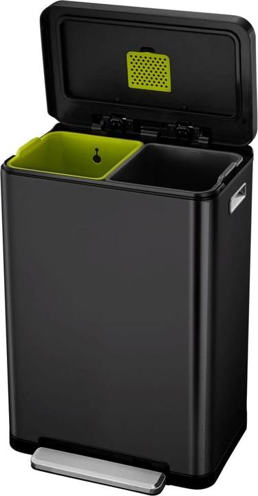 Actual product image EKO Waste separation system X-Cube pedal bin black 2 x 20 L made of brushed stainless steel with (40 l)