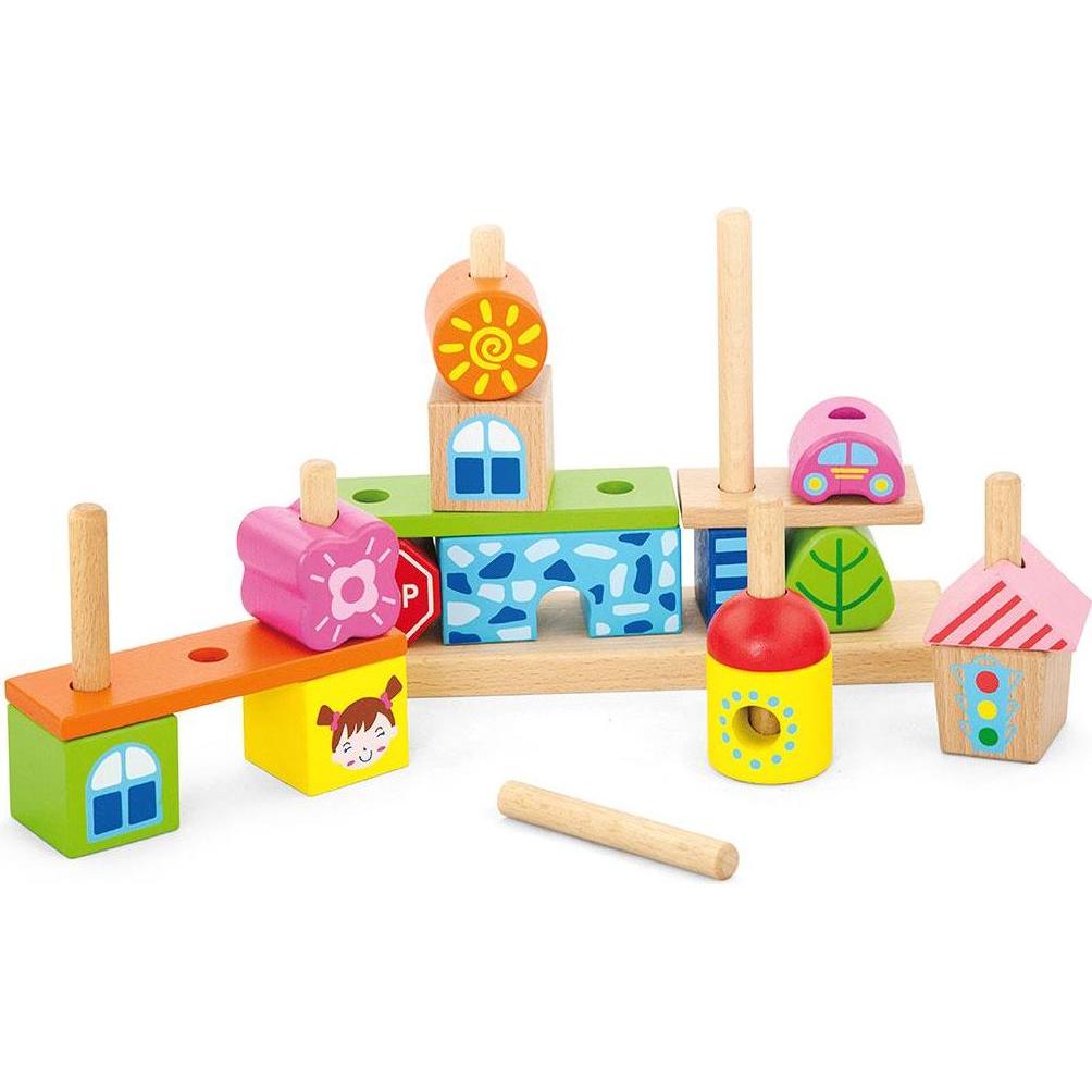 Thumbnail - Viga Toys Stapelblöcke Stadt