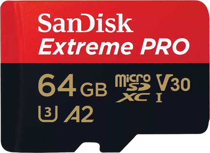 Actual product image SanDisk Extreme PRO UHS-I V30 (64 GB, microSDXC, U3, UHS-I)