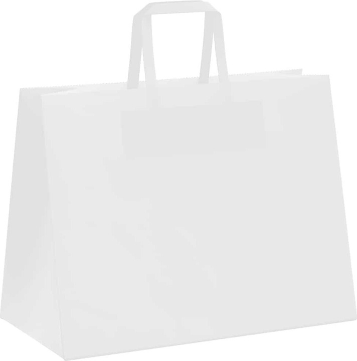 Produktbild VidaXL Kraftpapiertüten 50 Stk. mit Henkel Weiss 32x17x25 cm Papiertüte (Geschenkpapier, 50 x)