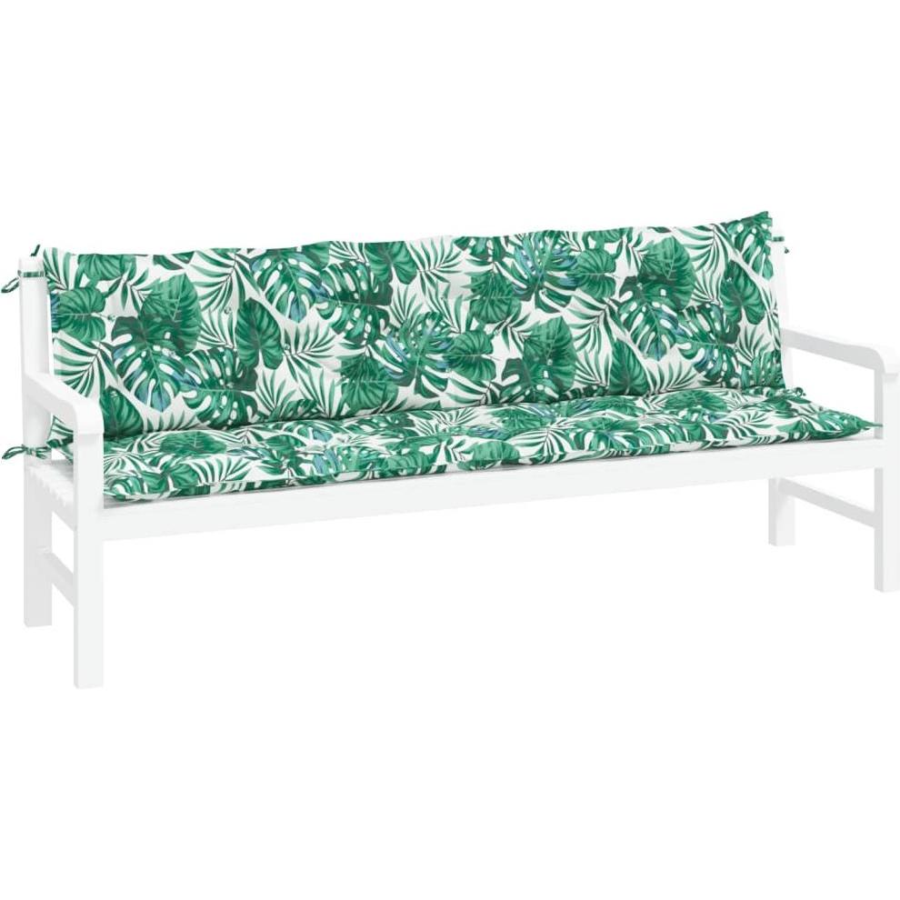 VidaXL, Sitzkissen, Gartenbank-Auflagen 2 Stk. Blattmuster 200 x 50 x 7cm O x ford-Gewebe (200 x 50 x 7 cm)