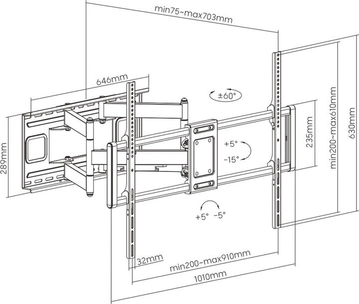 Image du produit Value Full-Motion (Mur, 120", 120 kg)