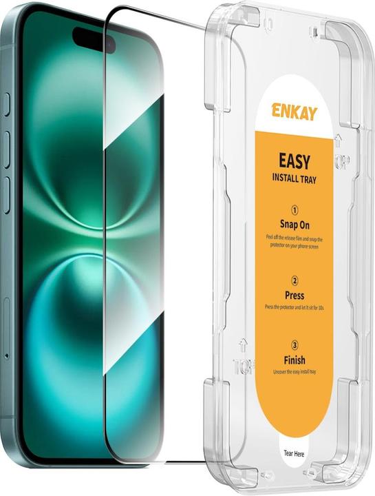 Actual product image Enkay Easy Glass armoured glass screen protector (1 pcs., Apple iPhone 16 Plus)