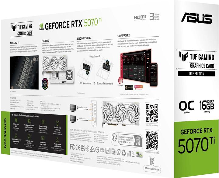 Produktbild ASUS TUF Gaming GeForce RTX 5070 Ti BTF White OC Edition (16 GB)