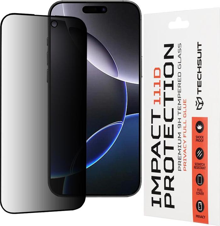 Produktbild Techsuit - 111D Privacy Full Glue - iPhone 16 Pro Max - Black (Apple iPhone 16 Pro Max)