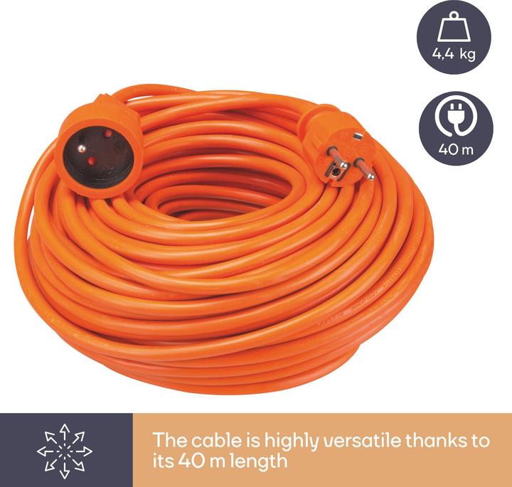 Actual product image Velleman EXTENSION CABLE - 40 m - ORANGE - FRENCH SOCKET (40 m, CEE 7/5)