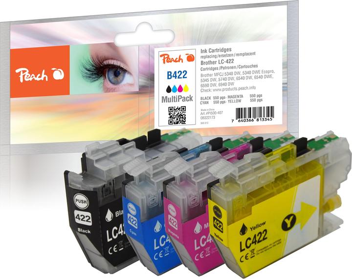 Produktbild Peach Tinte Brother LC-422 Multipack C/M/Y/BK (BK, C, M, Y)