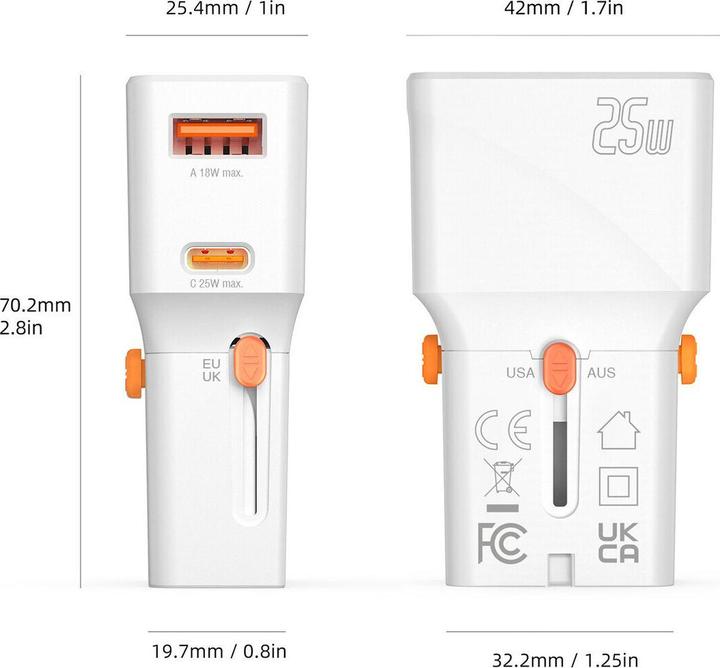 Actual product image 4smarts Travel charger World Travel Adapter Nomad Pocket 25W USB-C/USB-A white