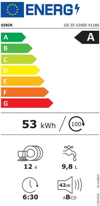Energie-Label Sibir GS 55 V2000 41091 weiss