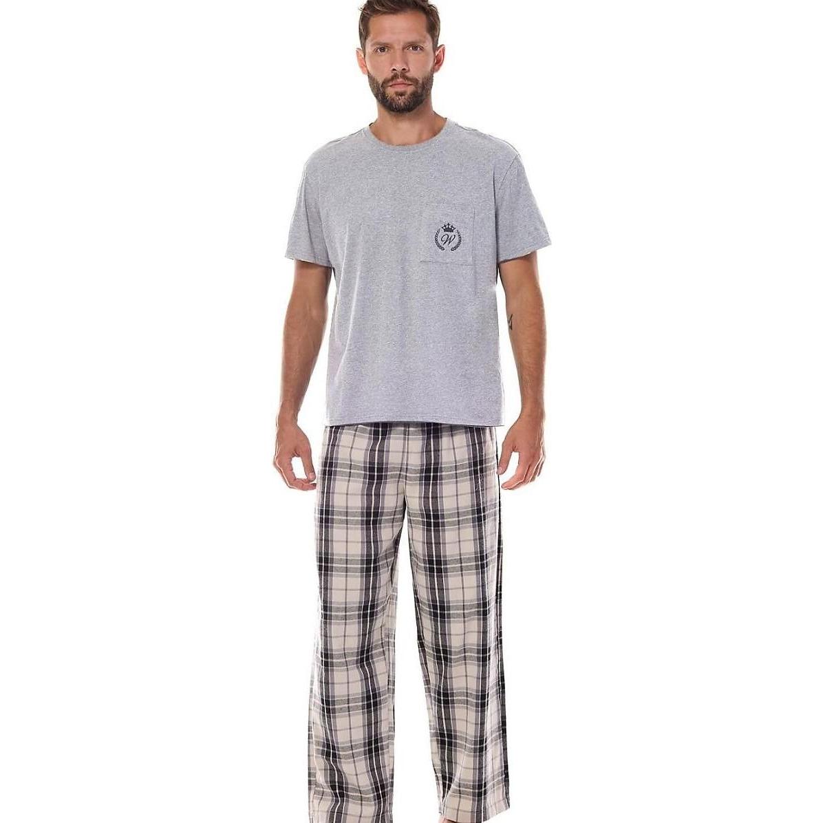 L&L Collection, Herren, Pyjama, Pyjama, Grau, (3XL)