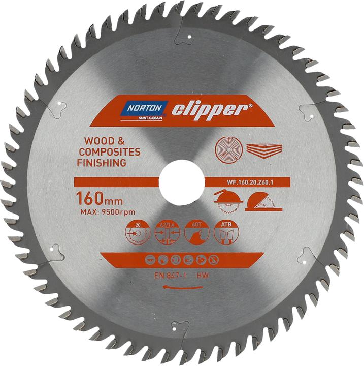 Produktbild Norton Clipper PIŁA TARCZOWA 160mm x 20mm x 60z DREWNO I KOMPOZYTY ATB (2,2 / 1,6)