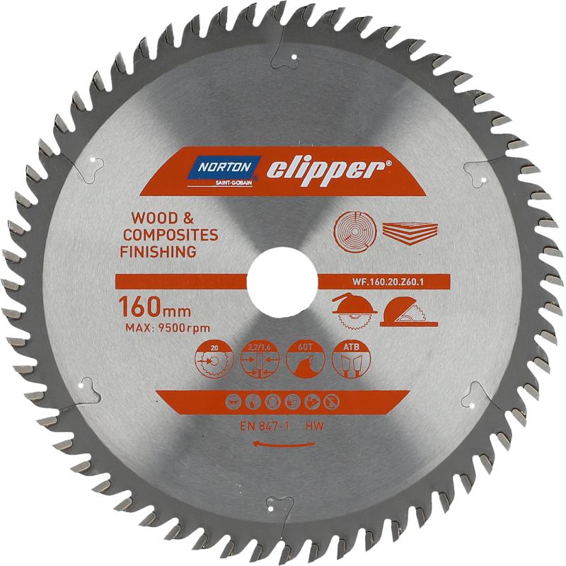 Norton Clipper, Lama, PIŁA TARCZOWA 160mm x 20mm x 60z DREWNO I KOMPOZYTY ATB (2.2 / 1.6)