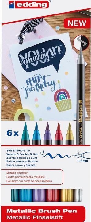 Produktbild Edding Pinselstift 1340 metallic 6er Kartonetui (Multi, 6 x)
