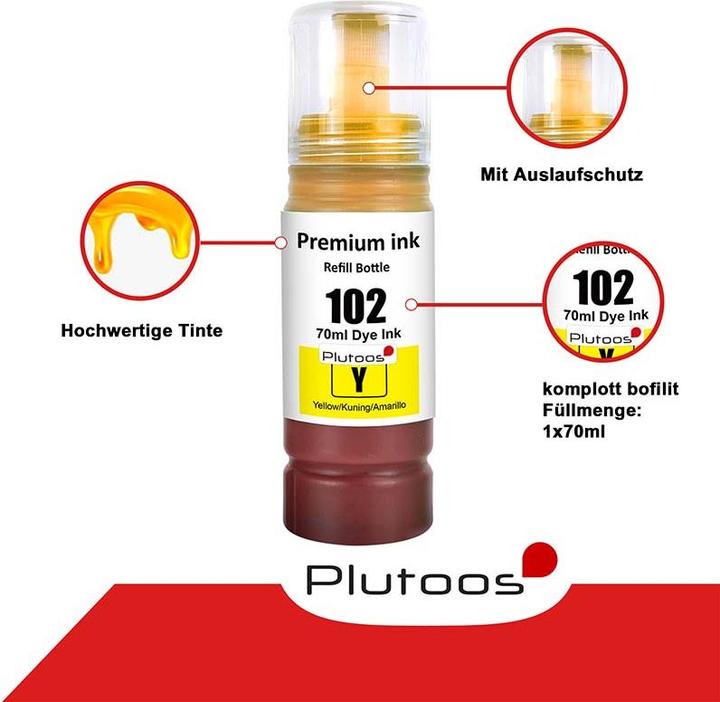 Produktbild Plutoos Epson 102 Ecotank Patrone XXL kompatibel, 4erFarbset